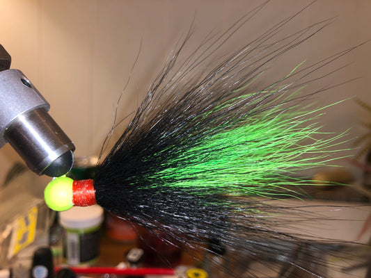 black slime bucktail hair jig